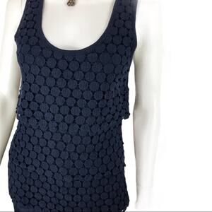 J. Crew Navy Blue Tank Top Laced Dot Cotton
